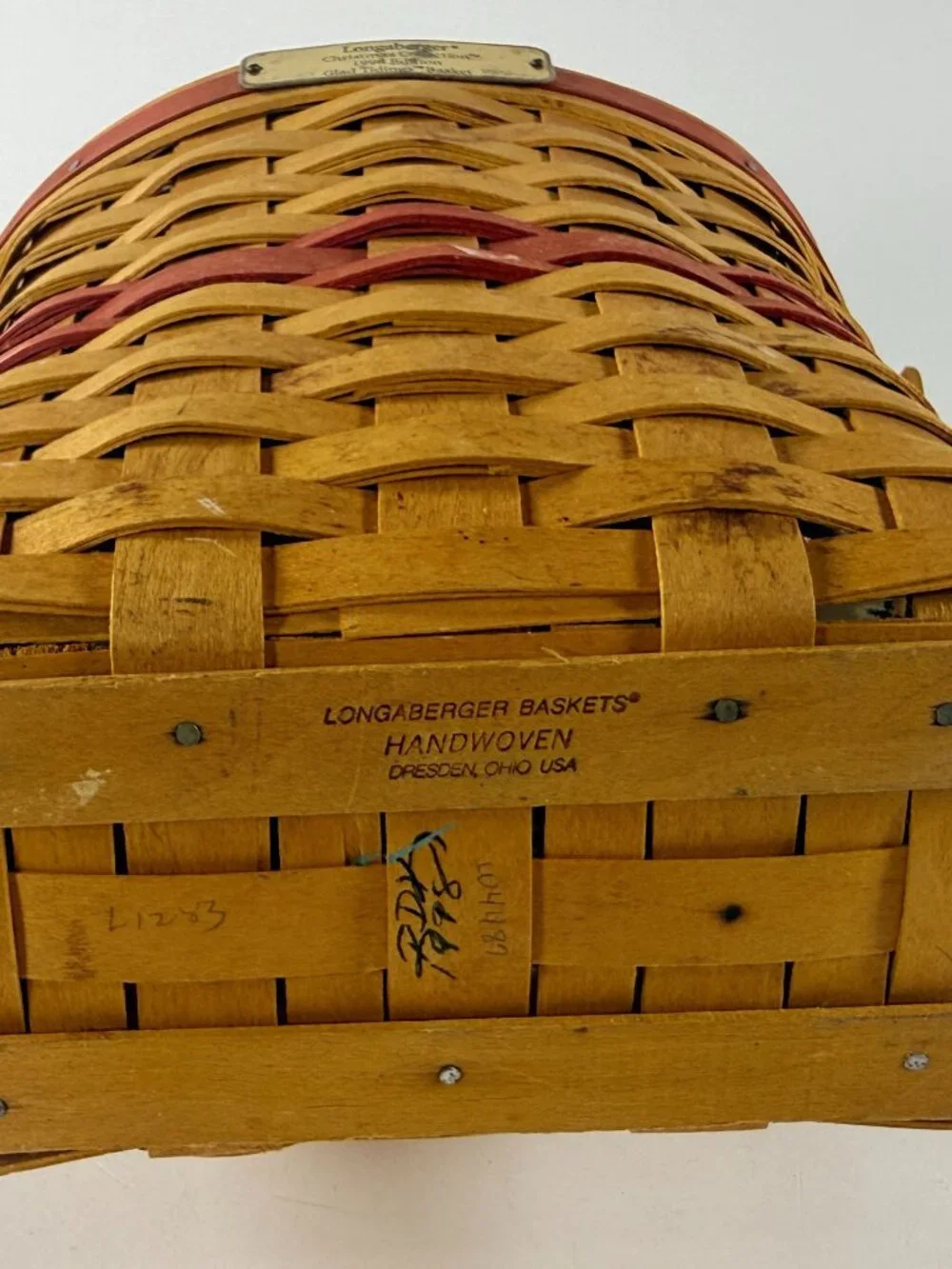 Longaberger Christmas Collection 1998 Glad Tidings Basket W/ Liner & Protector